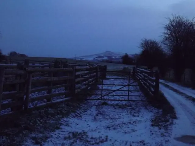 Snow settled in a rural patch of Ludlow.