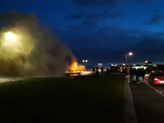 Waves hit Hornsea Seafront