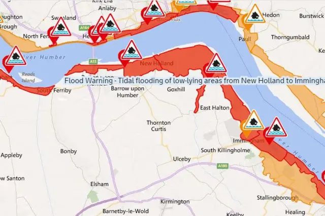 Flood warnings in northern Lincolnshire