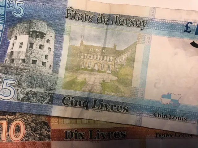 Jerriais on Jersey banknote