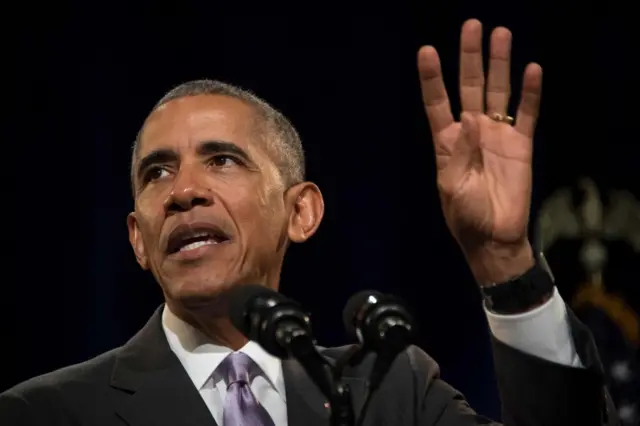 This file photo taken on October 20, 2016 shows US President Barack Obama delivering remarks on the Affordable Care Act at Miami Dade College in Miami, Florida.