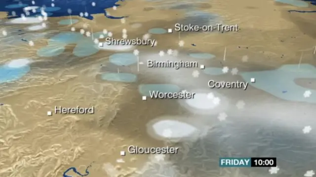 Friday's West Midlands weather forecast at 10:00