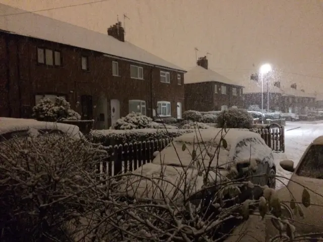 Snow in Newcastle-under-Lyme last night