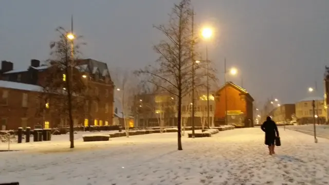 Snowing near Hanley bus station