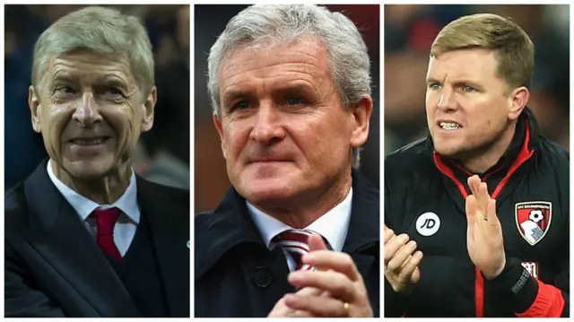 Arsene Wenger, Mark Hughes and Eddie Howe