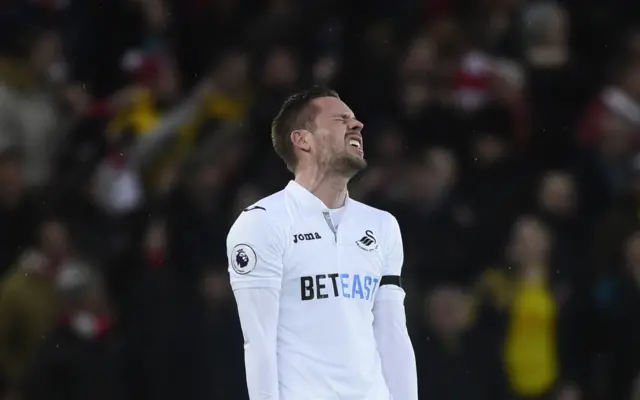 Swansea City"s Gylfi Sigurdsson looks dejected