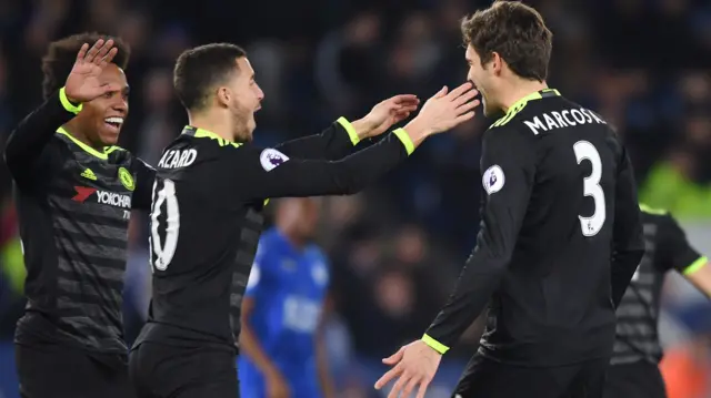 Marcos Alonso celebrates