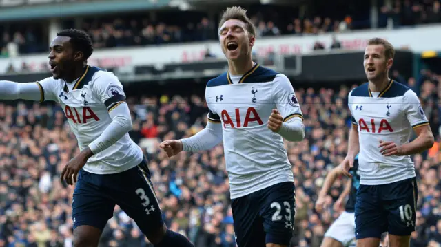 Christian Eriksen celebrates