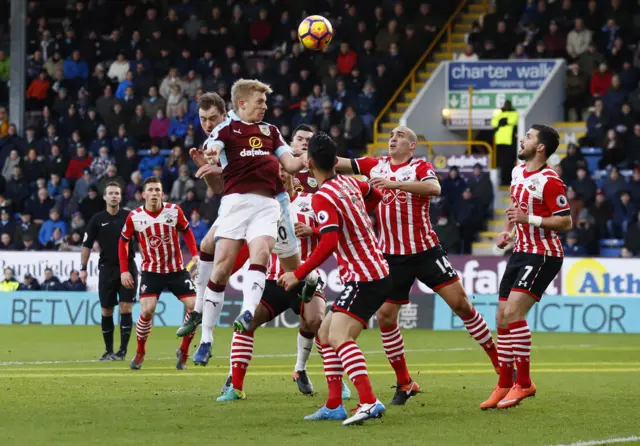 Ben Mee heads wide