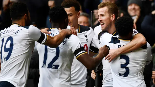 Tottenham players celebrate