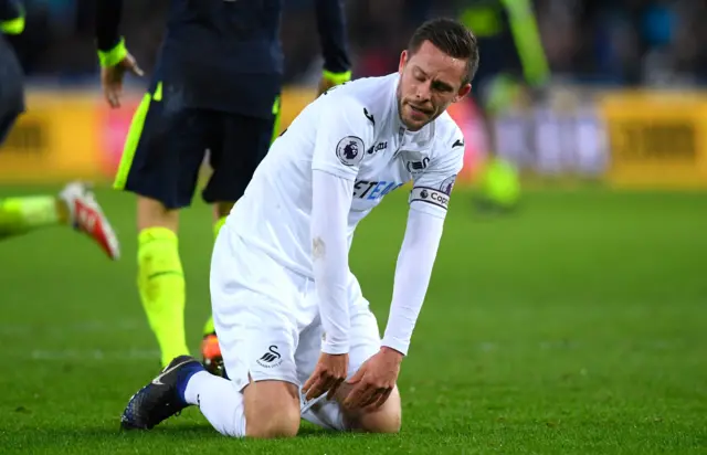 Gylfi Sigurdsson of Swansea City reacts