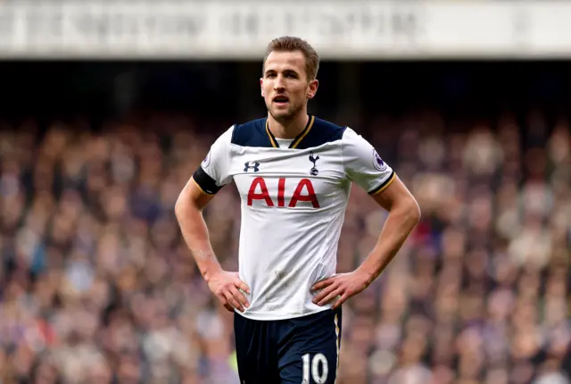 Harry Kane reacts after having a shot saved