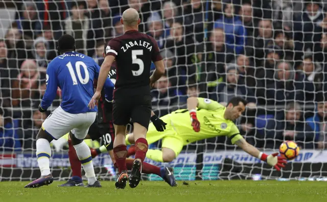 Romelu Lukaku scores