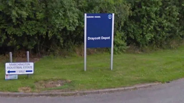 Kuehne and Nagel Logistics sign at Draycott diary