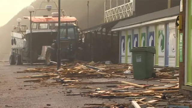 Debris on the prom at Cromer