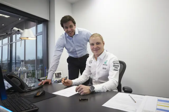 Toto Wolff and Valtteri Bottas