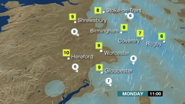 Monday's weather forecast