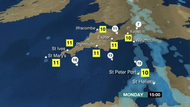 South West weather for this afternoon