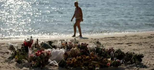 Wreaths on beach in Tunisia