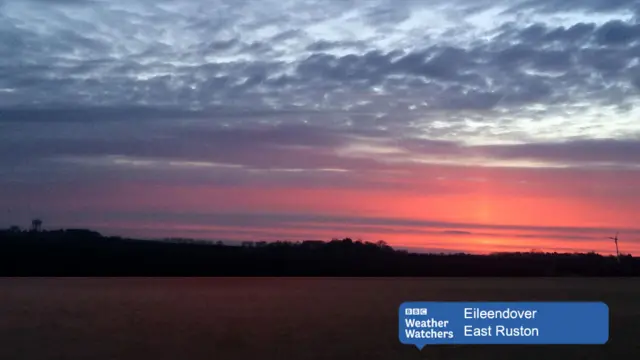 Sunrise over countryside