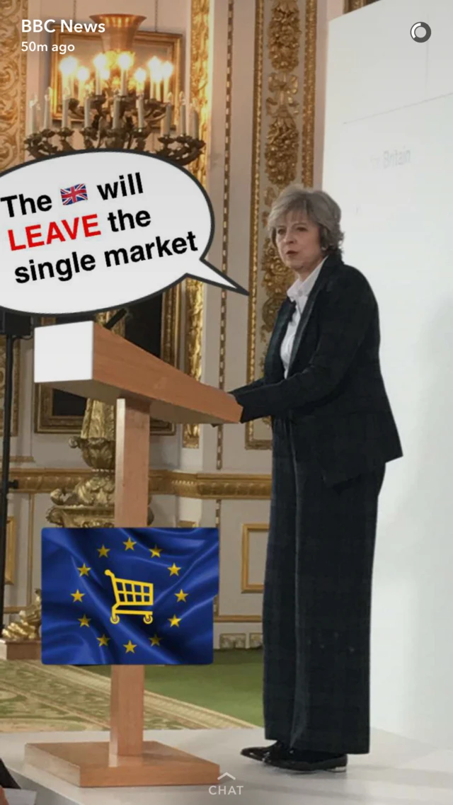 Theresa May talking at a podium