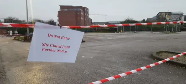 Taped off car park