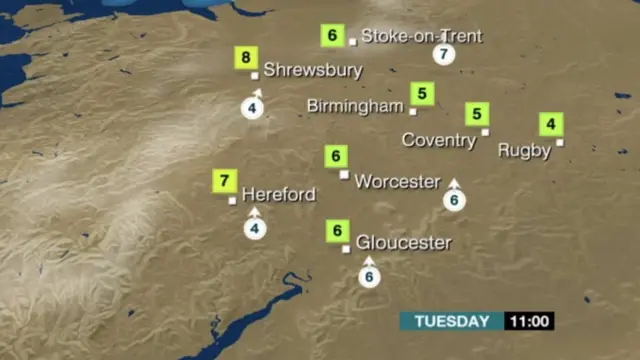 Tuesday's weather forecast