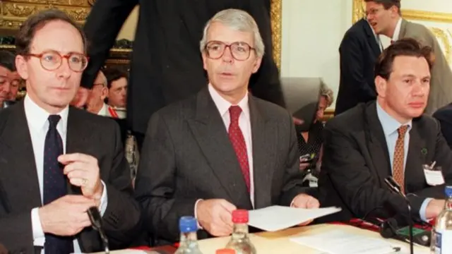 John Major, Malcolm Rifkind and Malcolm Portillo at a 1995 conference on Bosnia