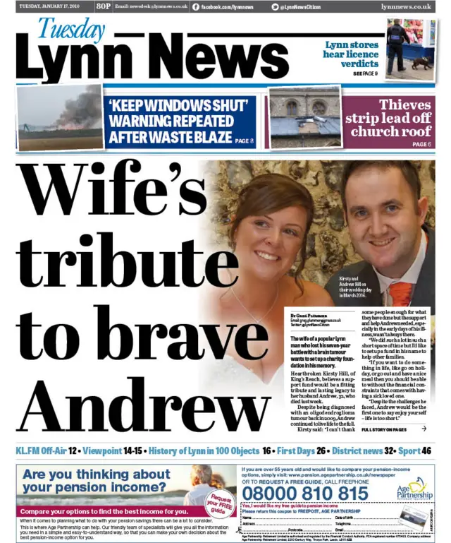 Front page of the Lynn News