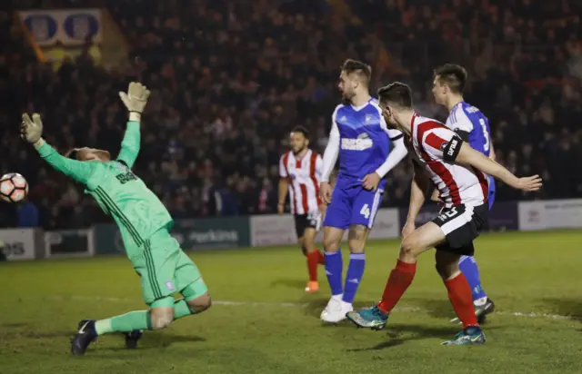 Lincoln's Waterfall goes close to scoring