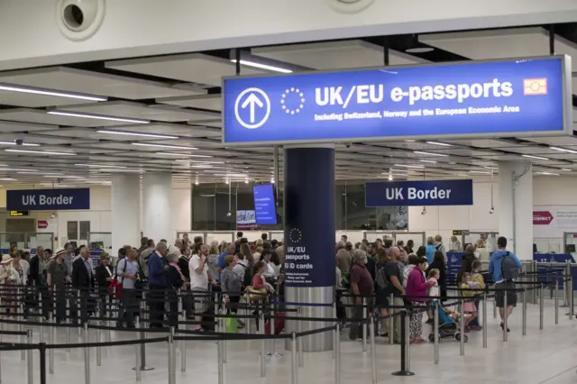 Passport control at Heathrow airport