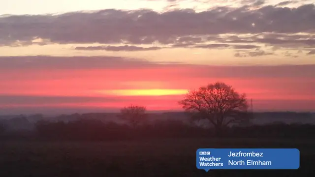 Sun rise over countryside