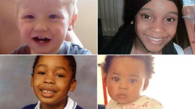 Clockwise from top left Keanu Williams, Khyra Ishaq, Toni-Ann Byfield and Keegan Downer, who all died in Birmingham