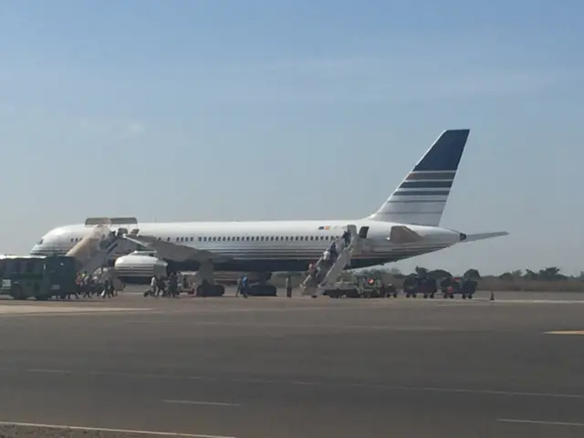 Aeroplane at the airport in The Gambia