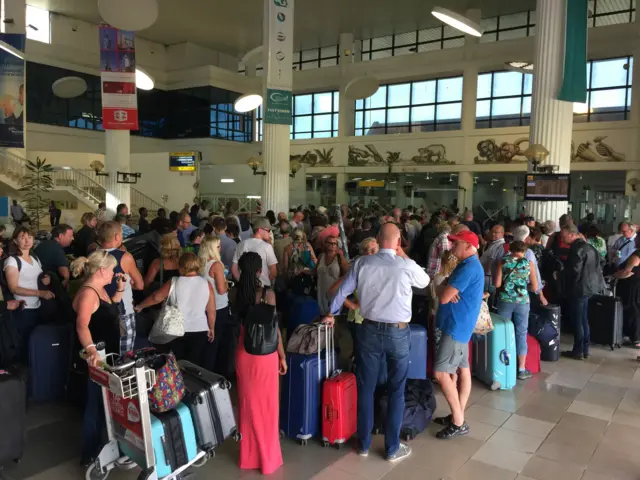 Tourists at the airport in The Gambia