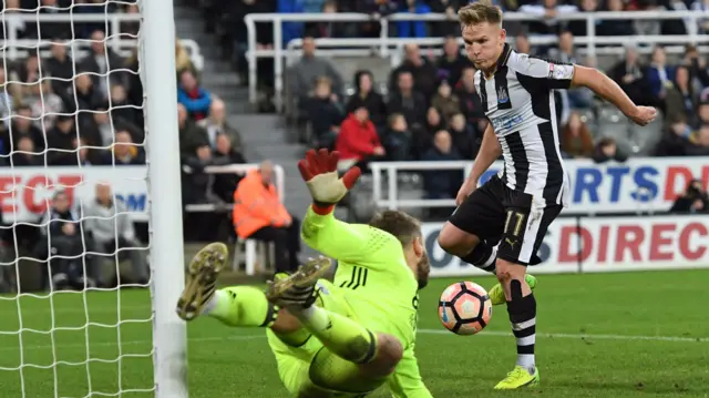 Newcastle's Matt Ritchie scores his second goal of the game