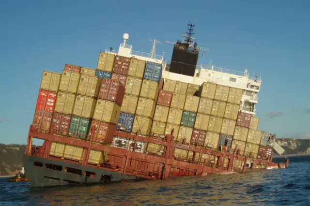 Containers on ship