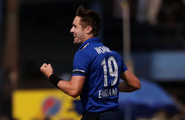 Chris Woakes celebrates