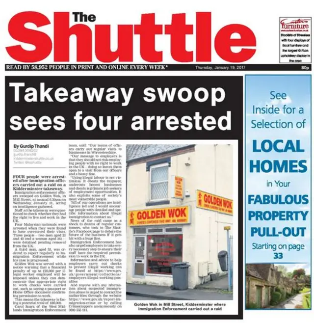 Kidderminster Shuttle front page