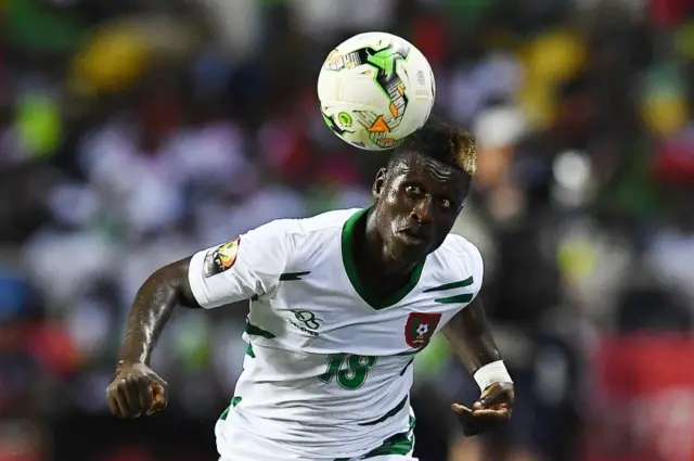 Piqueti controls the ball during the 2017 Africa Cup of Nations group A football match between Cameroon and Guinea-Bissau at the Stade de l"Amitie Sino-Gabonaise in Libreville on January 18, 2017