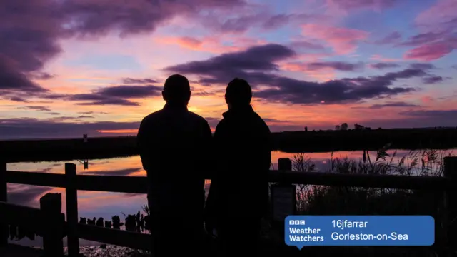 A couple in silhouette watching the sun set