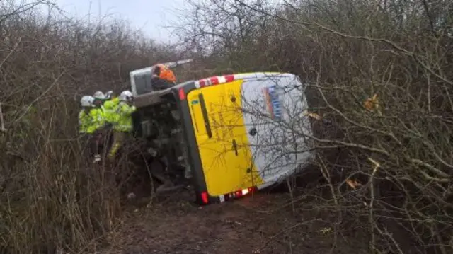 Overturned van