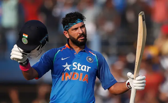 Yuvraj Singh celebrates