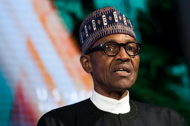 President of Nigeria Muhammadu Buhari speaks at the US-Africa Business Forum at the Plaza Hotel, September 21, 2016 in New York City