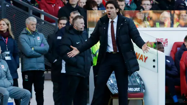 Middlesbrough manager Aitor Karanka reacts