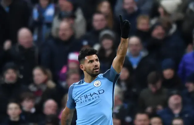 Sergio Aguero celebrates