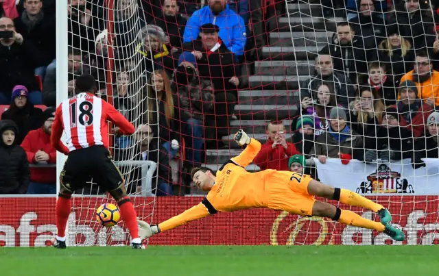 Jermain Defoe of Sunderland scores