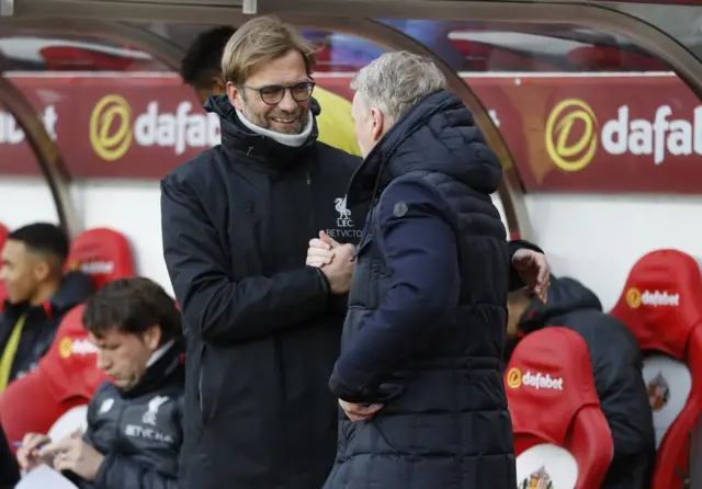 Juergen Klopp and Sunderland manager David Moyes