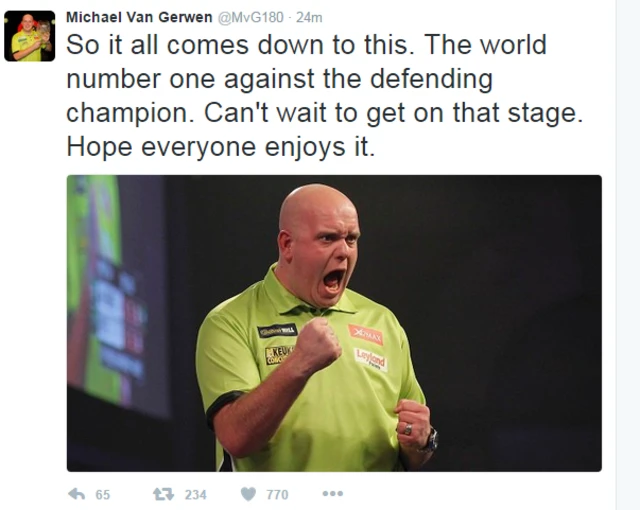 Michael van Gerwen tweet