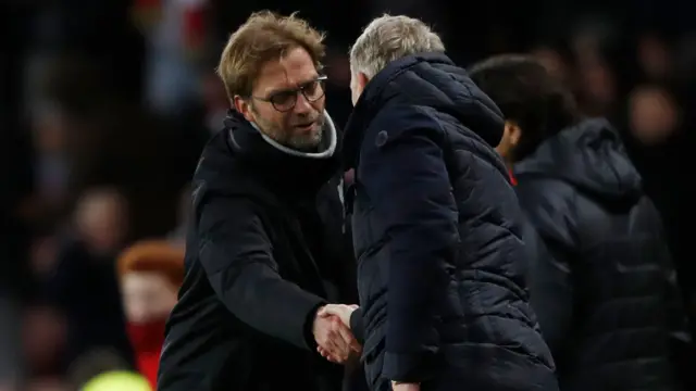 David Moyes and Liverpool manager Jurgen Klopp